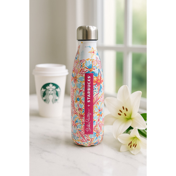 Starbucks x Lilly Pulitzer S’well Stainless Steel Bottle – Resort Escape Flora - Picture 1 of 7